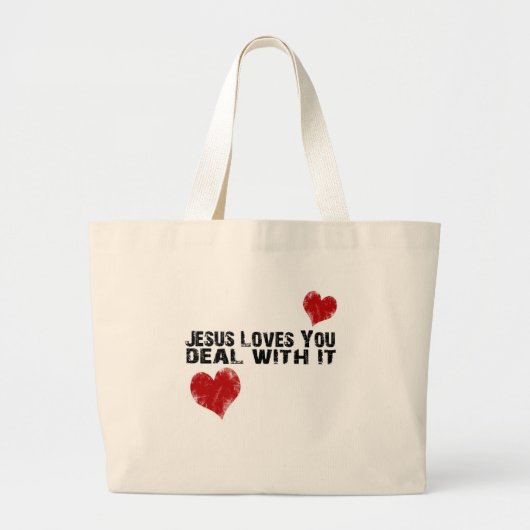 Jezus houdt van jou: Behandeling ermee Grote Tote Bag (Voorkant)
