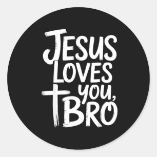 Jezus Houdt Van Jou Bro Christelijk Religieus Ronde Sticker