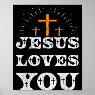 Jezus Houdt Van Jou Christelijk Kruis Geloof  Poster