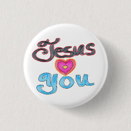 ‘Jezus Houdt van Jou’ Christelijke Citaat Wit Ronde Button 3,2 Cm