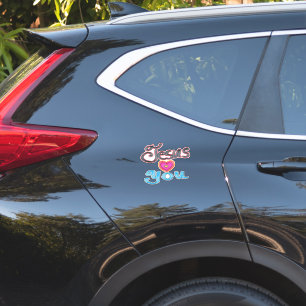 Jezus houdt van jou Christelijke quote Roze Hart  Sticker