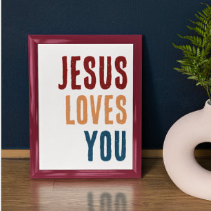 Jezus houdt van jou Christelijke wanddecoratie Poster