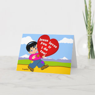 Jezus houdt van jou en ik ook. feestdagen kaart