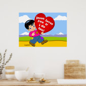 Jezus houdt van jou en ik ook. poster (Keuken)