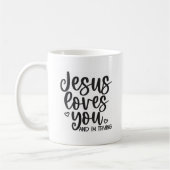 Jezus houdt van jou en ik probeer Christelijke Mok (Links)