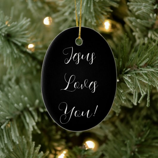 Jezus houdt van jou! | fancy script keramisch ornament (Boom)