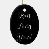 Jezus houdt van jou! | fancy script keramisch ornament (Achterkant)