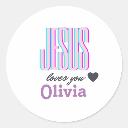 Jezus houdt van jou gepersonaliseerd ronde sticker (Voorkant)