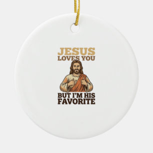 Jezus Houdt Van Jou Grappig Vintage Faith T-Shirt  Keramisch Ornament