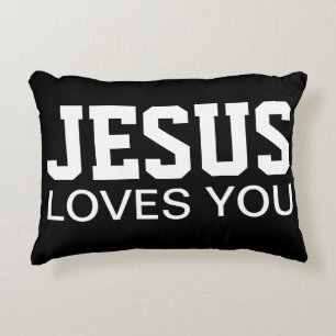Jezus Houdt Van Jou Motiverende Typografie Decoratief Kussen