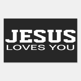 Jezus Houdt Van Jou Motiverende Typografie Rechthoekige Sticker