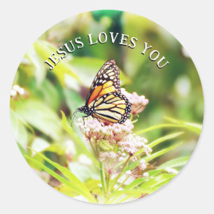 Jezus Houdt van Jou Pretty Butterfly Christelijke Ronde Sticker