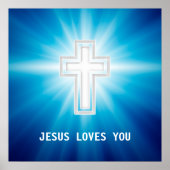 Jezus houdt van jou | Religieus kruis Poster (Voorkant)