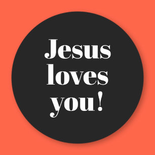 Jezus houdt van jou! Retro-modern lettertype Ronde Sticker
