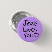Jezus houdt van jou ronde button 3,2 cm (Voorkant /achterkant)