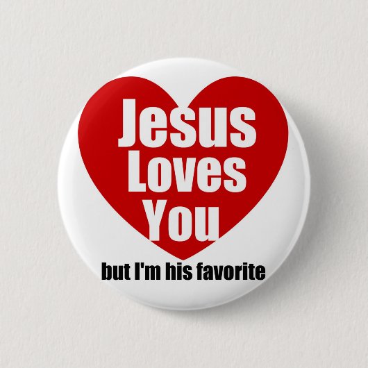 Jezus houdt van jou ronde button 5,7 cm (Voorkant)