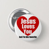 Jezus houdt van jou ronde button 5,7 cm (Voorkant /achterkant)