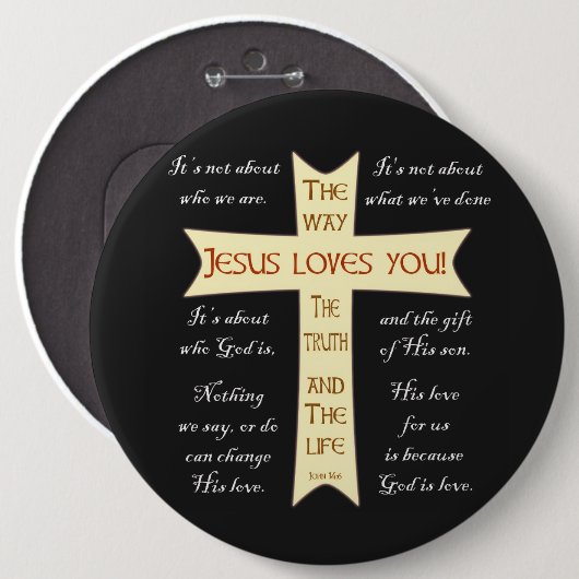 Jezus houdt van jou ronde button 6,0 cm (Voorkant /achterkant)