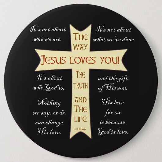 Jezus houdt van jou ronde button 6,0 cm (Voorkant)