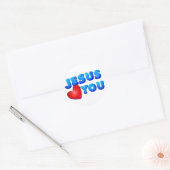 Jezus houdt van jou ronde sticker (Envelop)