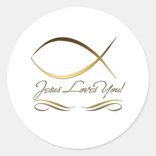Jezus houdt van jou ronde sticker (Voorkant)