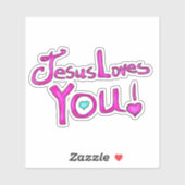 Jezus Houdt Van Jou Roze  Sticker (Vel)