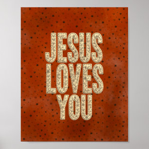 Jezus Houdt van Jou Rustieke Christelijke Aanmoedi Poster