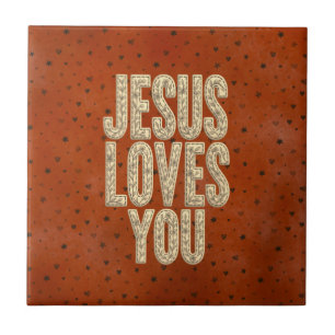 Jezus Houdt van Jou Rustieke Christelijke Aanmoedi Tegeltje