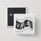 Jezus Houdt van Jou Vierkante Button 5,1 Cm (Voorkant /achterkant)