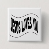 Jezus Houdt van Jou Vierkante Button 5,1 Cm (Voorkant)