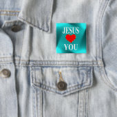 Jezus houdt van jou vierkante button 5,1 cm (In situ)