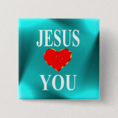 Jezus houdt van jou vierkante button 5,1 cm (Voorkant)