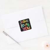 Jezus houdt van jou vierkante sticker (Envelop)