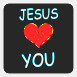 Jezus houdt van jou vierkante sticker