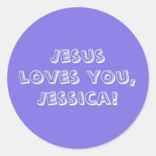 Jezus houdt van jou (voeg een naam toe of verwijde ronde sticker