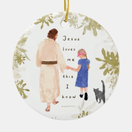 Jezus houdt van kerstkeramische versiering keramisch ornament (Voorkant)