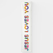 Jezus houdt van kleurrijke decoratieve tekst kunst spandoek (Verticaal)