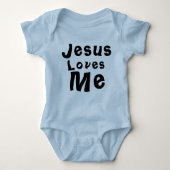 Jezus houdt van me Baby Boy Blue Bodysuit One Piec (Voorkant)