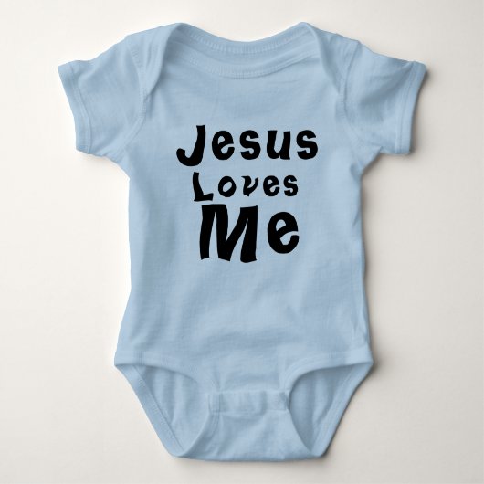 Jezus houdt van me Baby Boy Blue Bodysuit One Piec (Voorkant)