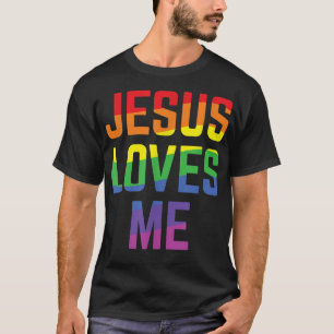 Jezus houdt van me Christelijke regenboogvlag LGBT T-shirt