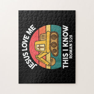 Jezus houdt van me Dit Ik ken graafmachine Christe Legpuzzel