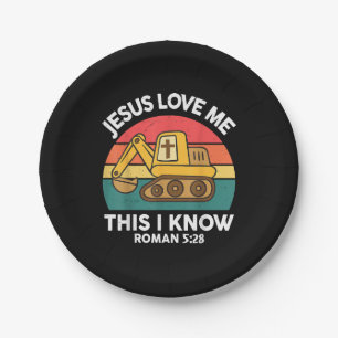Jezus houdt van me Dit Ik ken graafmachine Christe Papieren Bordje
