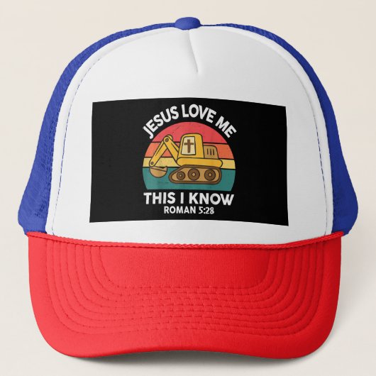 Jezus houdt van me Dit Ik ken graafmachine Christe Trucker Pet (Voorkant)