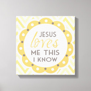 Jezus houdt van me, dit weet ik Canvas Wall Art Afdruk