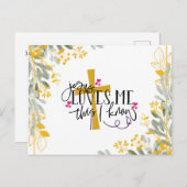 Jezus houdt van me, dit weet ik, kruis en bloemen briefkaart (Voorkant / Achterkant)