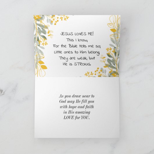 Jezus houdt van me, dit weet ik, kruis en bloemen kaart (Binnen)