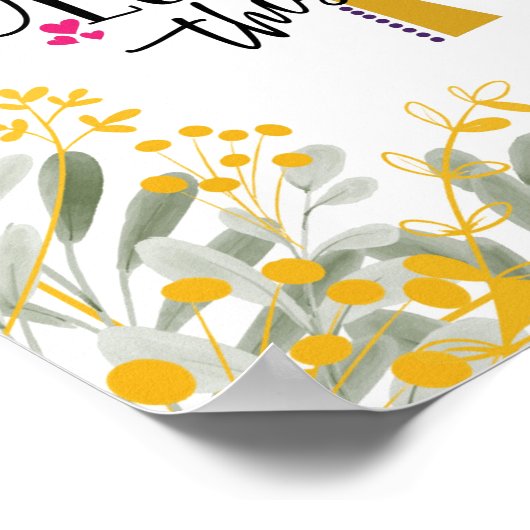 Jezus houdt van me, dit weet ik, kruis en bloemen poster (Hoek)