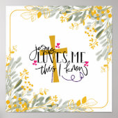 Jezus houdt van me, dit weet ik, kruis en bloemen poster (Voorkant)