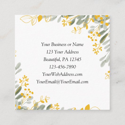 Jezus houdt van me, dit weet ik, kruis en bloemen vierkante visitekaartje (Achterkant)