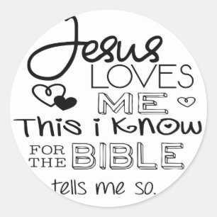 Jezus houdt van me, dit weet ik ronde sticker